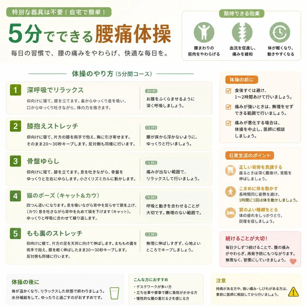 毎日5分！簡単な腰痛体操