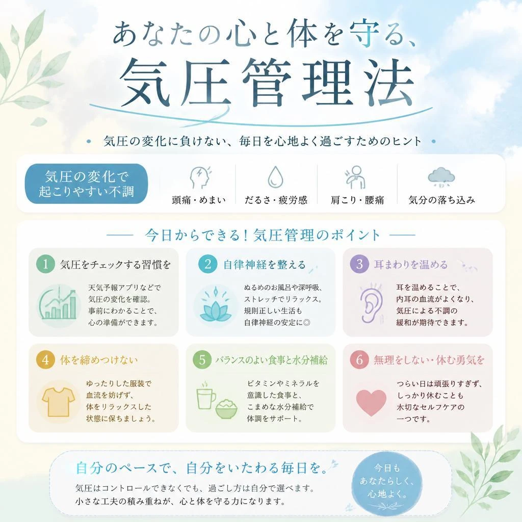あなたの心と体を守る、気圧管理法