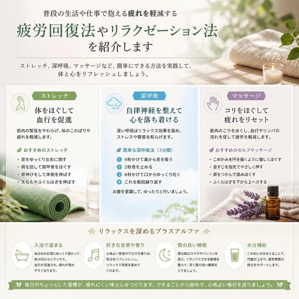 疲労回復法とリラクゼーション法