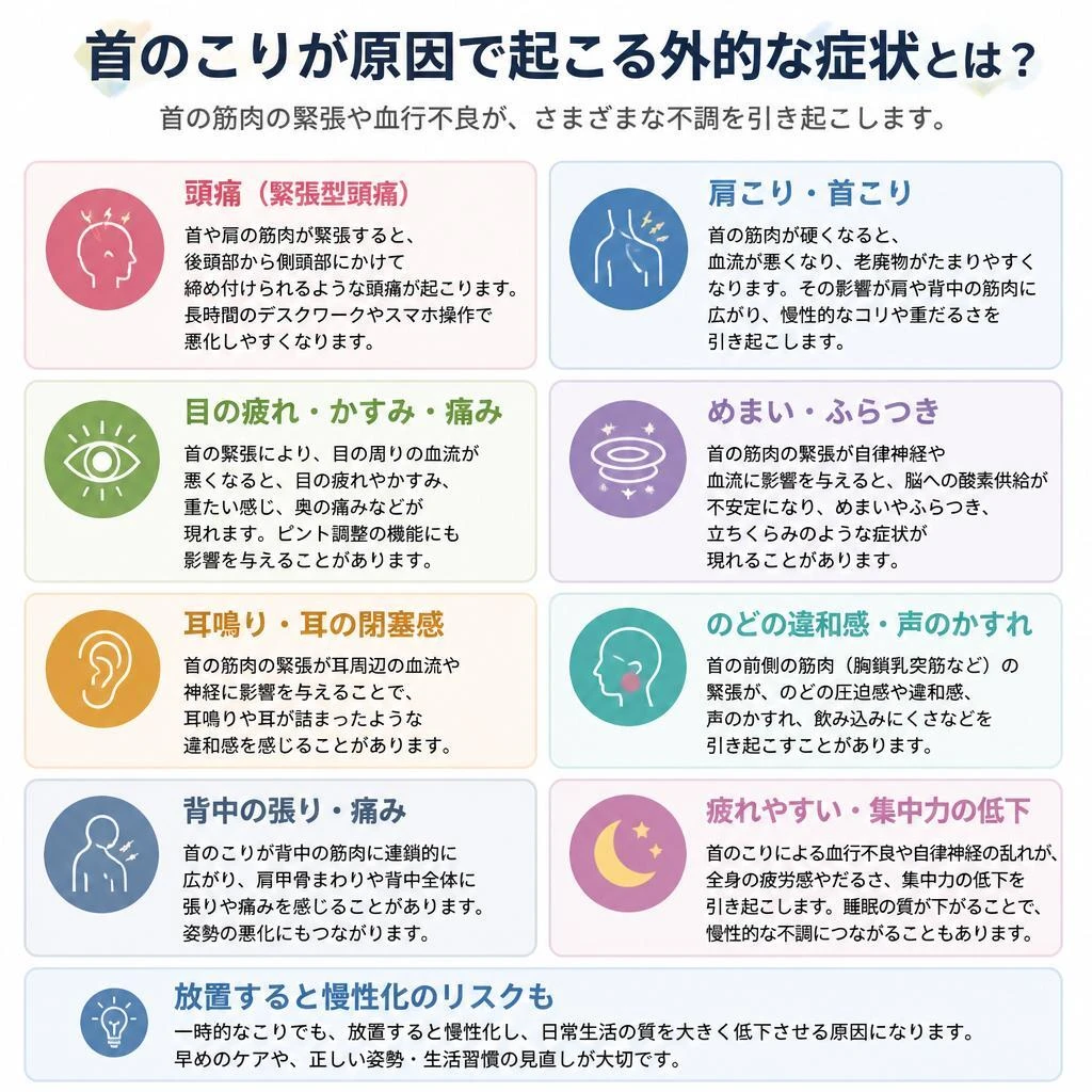 首のこりが引き起こす具体的な不調