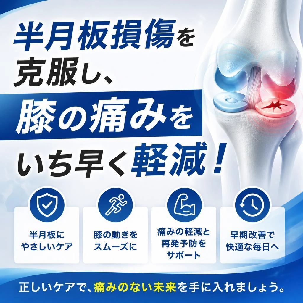 半月板損傷を克服し、膝の痛みをいち早く軽減！