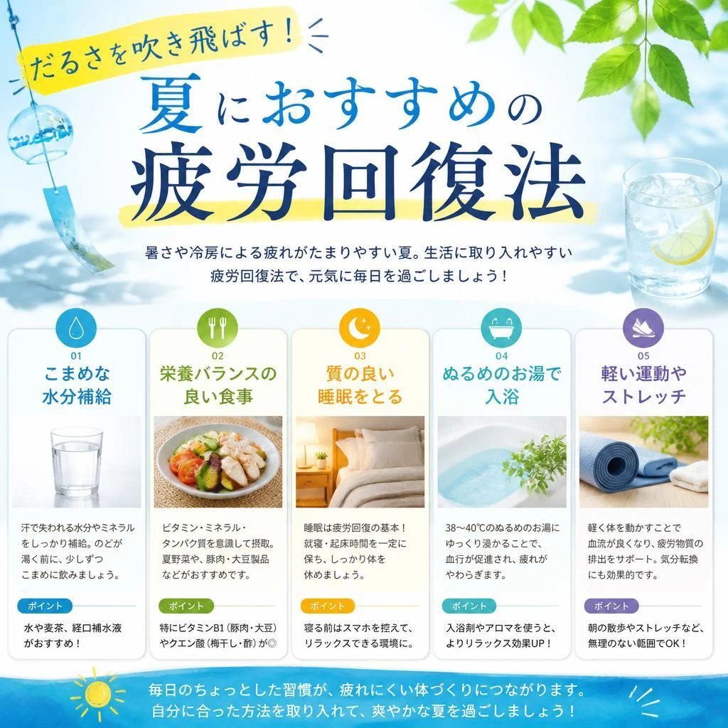 だるさを吹き飛ばす！夏におすすめの疲労回復法